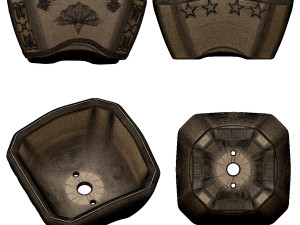 bonsai pot unglazed primitive square Model Cetak 3D