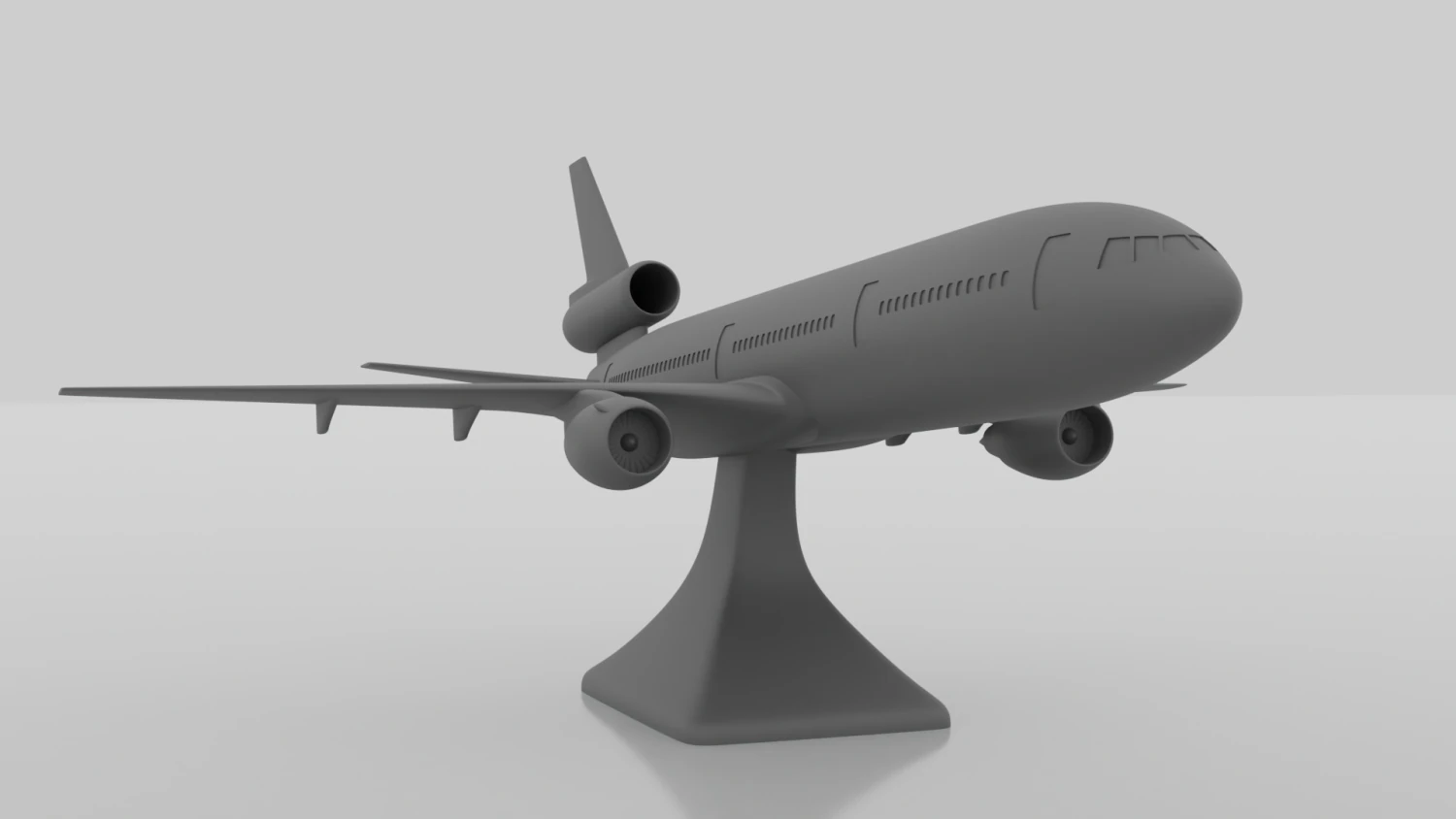 douglas dc-10 with stand 3D Print Model .c4d .max .obj .3ds .fbx .stl .blend