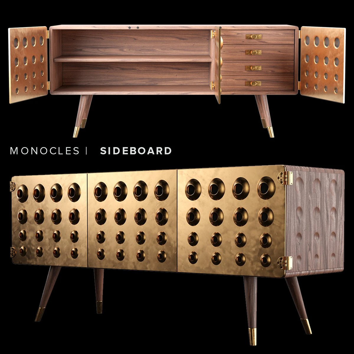 monocles sideboard 3D Model .c4d .max .obj .3ds .fbx .stl .blend 