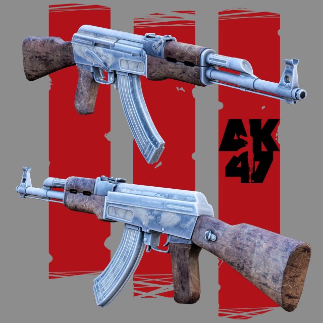 ak47 3D Model .c4d .max .obj .3ds .fbx .stl .blend 