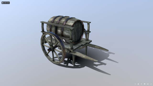 medieval barrel cart Modello 3D .c4d .max .obj .3ds .fbx .stl .blend 