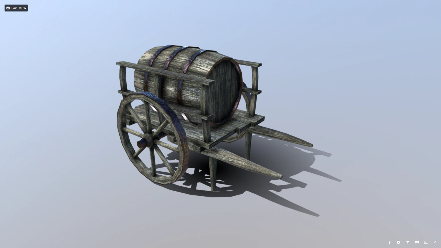 medieval barrel cart 3D Model .c4d .max .obj .3ds .fbx .stl .blend 
