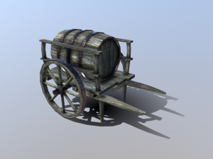 medieval barrel cart 3D Model