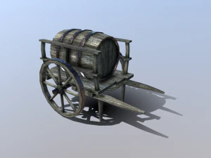 मध्ययुगीन बैरल गाड़ी 3D मॉडल