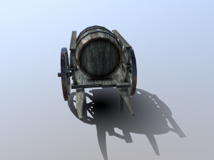 medieval barrel cart Modello 3D