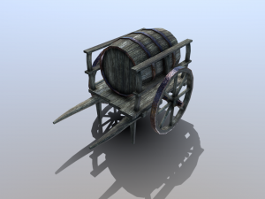 medieval barrel cart Modello 3D