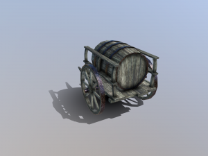 medieval barrel cart Modello 3D
