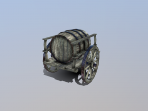 medieval barrel cart Modello 3D