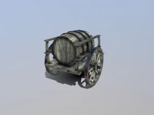 medieval barrel cart 3D Model