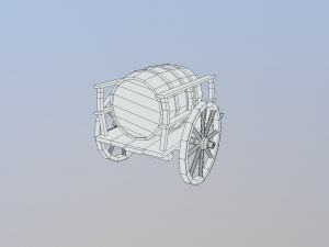 medieval barrel cart Modello 3D