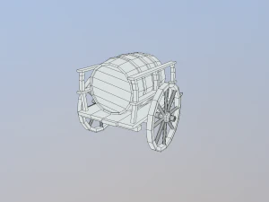 medieval barrel cart 3D Model