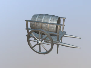 medieval barrel cart 3D Model