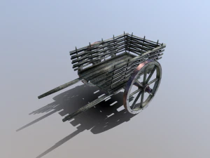 medieval wattle cart 3D Model