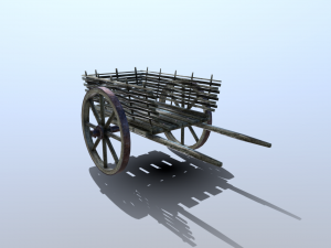 medieval wattle cart 3D 모델