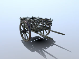 medieval wattle cart 3D Model