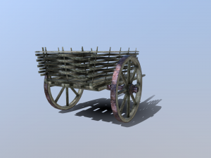 medieval wattle cart 3D 모델