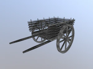 medieval wattle cart 3D Model