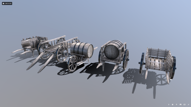medieval cart pack 3D 모델 .c4d .max .obj .3ds .fbx .stl .blend 