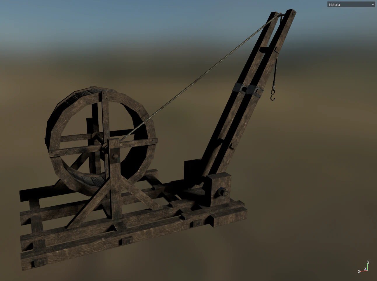 medieval tread wheel crane 3D Model .c4d .max .obj .3ds .fbx .stl .blend
