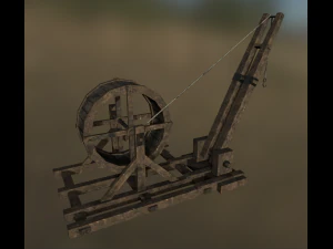 medieval tread wheel crane 3D Model