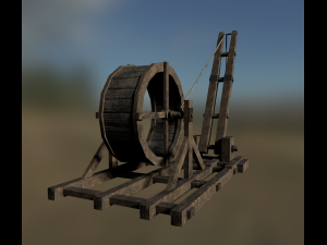 medieval tread wheel crane 3D 模型