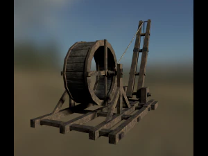 medieval tread wheel crane 3D Model
