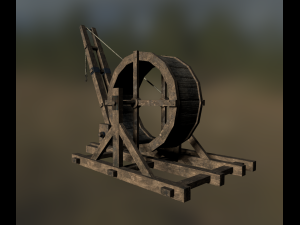 medieval tread wheel crane 3D 模型