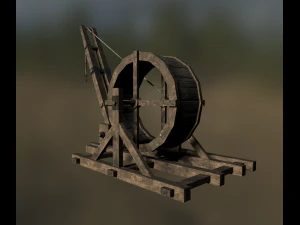 medieval tread wheel crane 3D Model