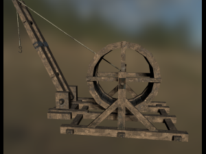 medieval tread wheel crane 3D 模型