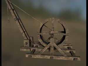 medieval tread wheel crane 3D Model