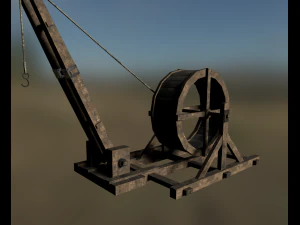 medieval tread wheel crane 3D Model