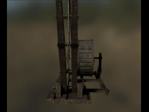 medieval tread wheel crane 3D Model