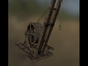 medieval tread wheel crane 3D 模型