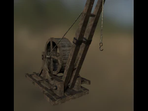 medieval tread wheel crane 3D Model