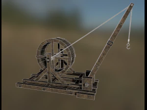 medieval tread wheel crane 3D Model