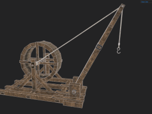 medieval tread wheel crane 3D 模型