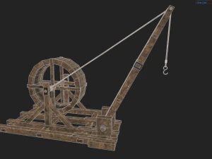 medieval tread wheel crane 3D Model