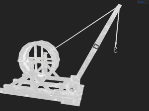medieval tread wheel crane 3D Model