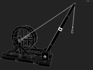 medieval tread wheel crane 3D 模型