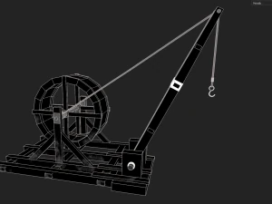 medieval tread wheel crane 3D Model