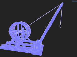medieval tread wheel crane 3D 模型