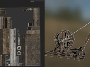 medieval tread wheel crane 3D Model