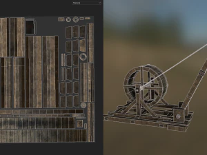 medieval tread wheel crane 3D Model