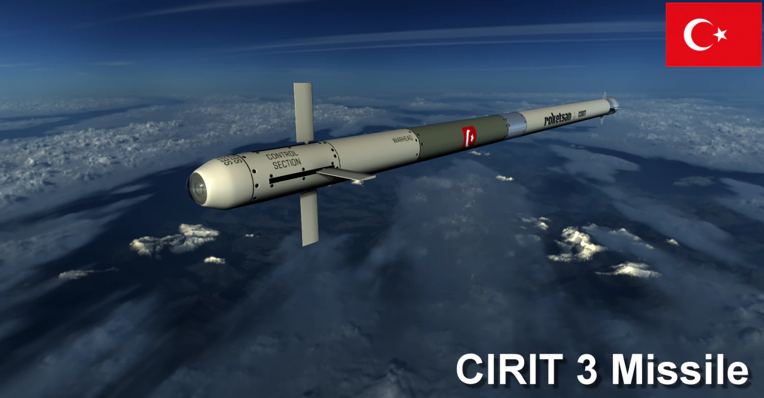roketsan cirit 3 missile 3D Model .c4d .max .obj .3ds .fbx .stl .blend 