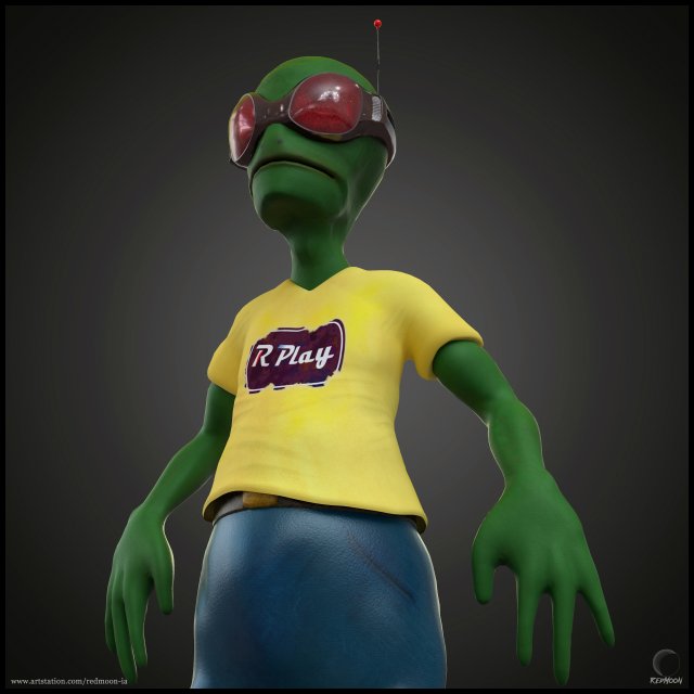Alien lizard - - spaceboard 3D 모델 .c4d .max .obj .3ds .fbx .stl .blend 