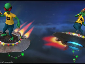 Alien lizard - - spaceboard 3D Model