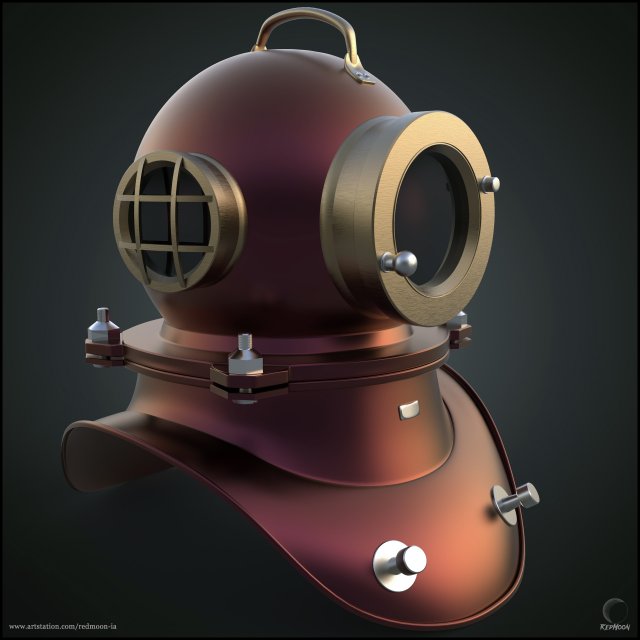diving helmet 3D Model .c4d .max .obj .3ds .fbx .stl .blend 