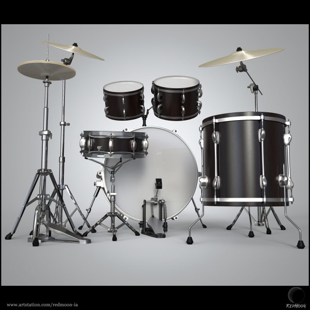 drums set Modelo 3D .c4d .max .obj .3ds .fbx .stl .blend 