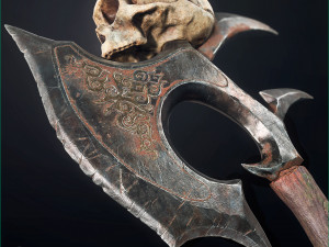 Skull axe game ready low-poly 3D Model