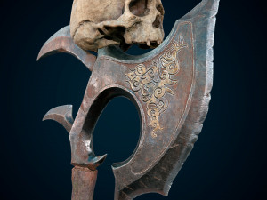 Skull axe game ready low-poly 3D-Modell